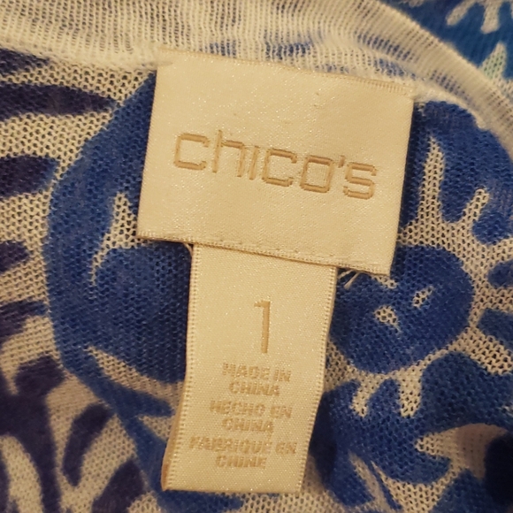 CHICO'S Summer Paisley Kirsten Cardigan sz M/8 - Picture 6 of 11